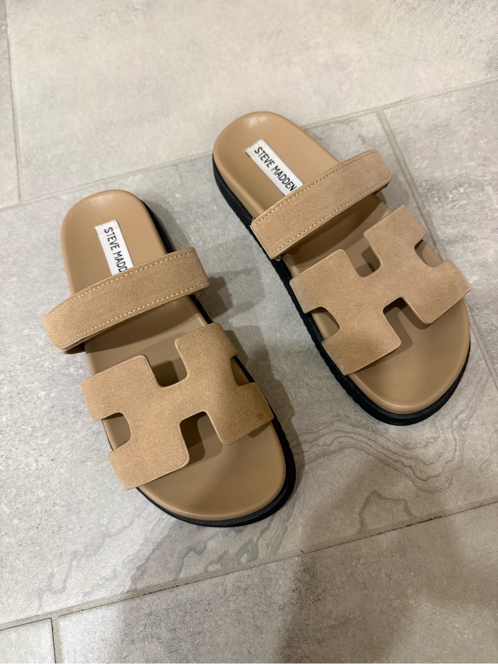 Steve Madden Taupe Suede Mayven Sandals